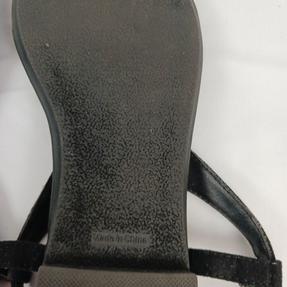 Maurices Sandals Black Rhinestone Studded Flat Flip Flops Size 9 - Picture 10 of 11